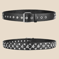 Women's Punk Style Rivet Belt Star Decor PU Leather Belt