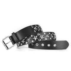 Women's Punk Style Rivet Belt Star Decor PU Leather Belt