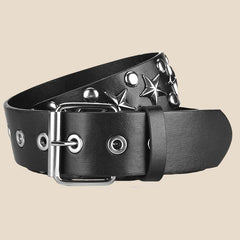 Women's Punk Style Rivet Belt Star Decor PU Leather Belt