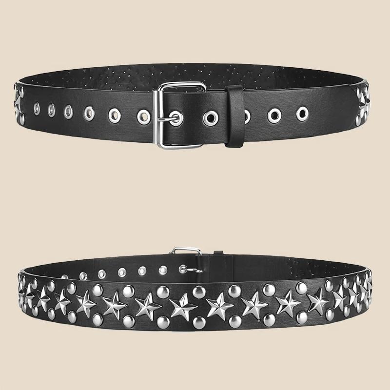 Women's Punk Style Rivet Belt Star Decor PU Leather Belt