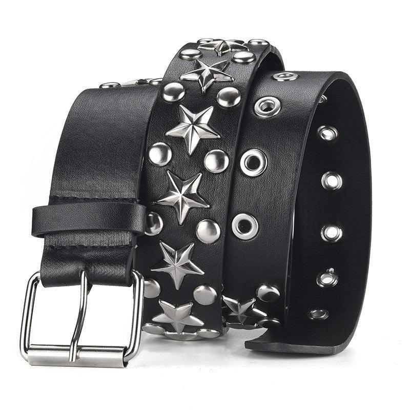 Women's Punk Style Rivet Belt Star Decor PU Leather Belt