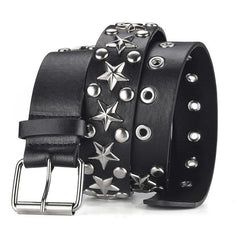 Women's Punk Style Rivet Belt Star Decor PU Leather Belt