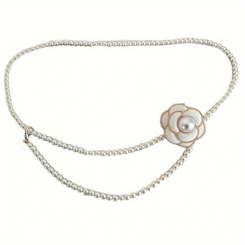 Camellia Faux Pearl Waist Chain for Women