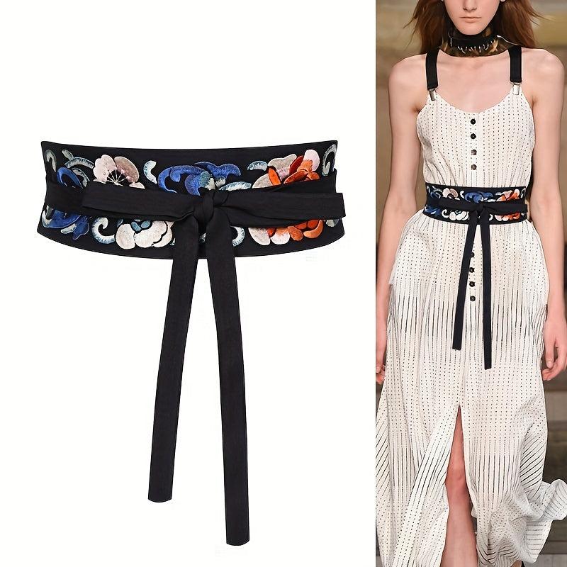 Chinese Style Embroidery Girdle Vintage Women Sash Belt