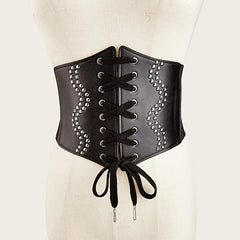 Women's Pu Leather Corset Belt Wide Retro Elastic Tight Waist Dress