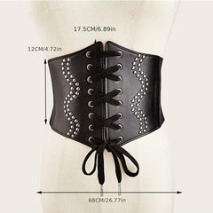 Women's Pu Leather Corset Belt Wide Retro Elastic Tight Waist Dress
