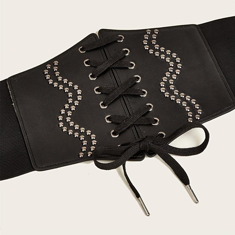 Women's Pu Leather Corset Belt Wide Retro Elastic Tight Waist Dress