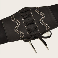 Women's Pu Leather Corset Belt Wide Retro Elastic Tight Waist Dress