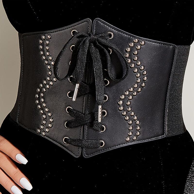 Women's Pu Leather Corset Belt Wide Retro Elastic Tight Waist Dress