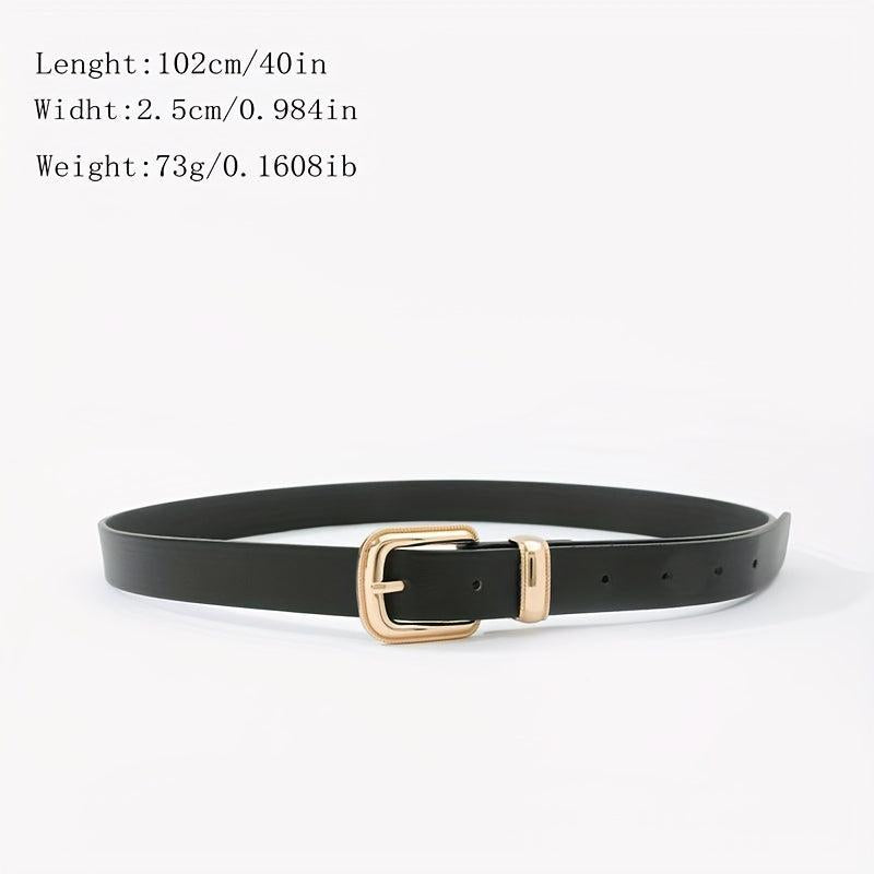 Golden Square Buckle Thin Belt PU Leather Casual Belt Girdle