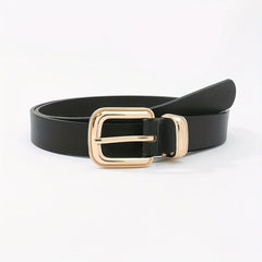 Golden Square Buckle Thin Belt PU Leather Casual Belt Girdle