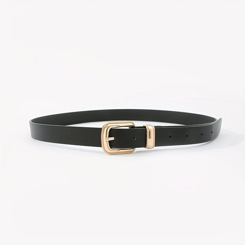 Golden Square Buckle Thin Belt PU Leather Casual Belt Girdle