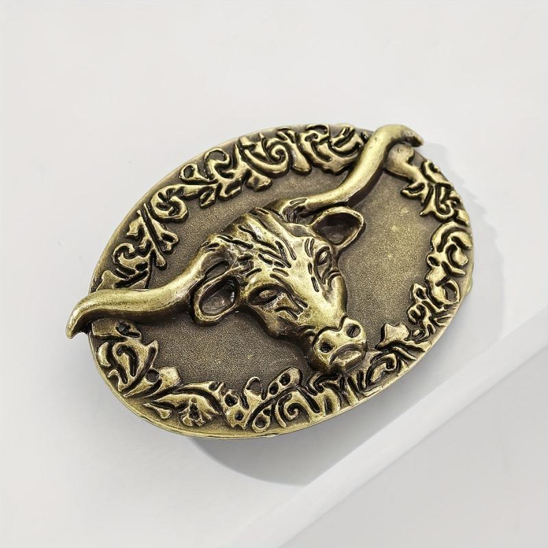 Vintage Bull Head Belt Buckle Unisex Oval Cowboy Cowgirl Belt