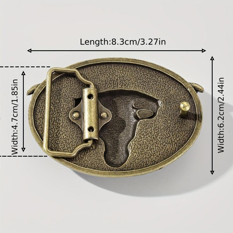 Vintage Bull Head Belt Buckle Unisex Oval Cowboy Cowgirl Belt