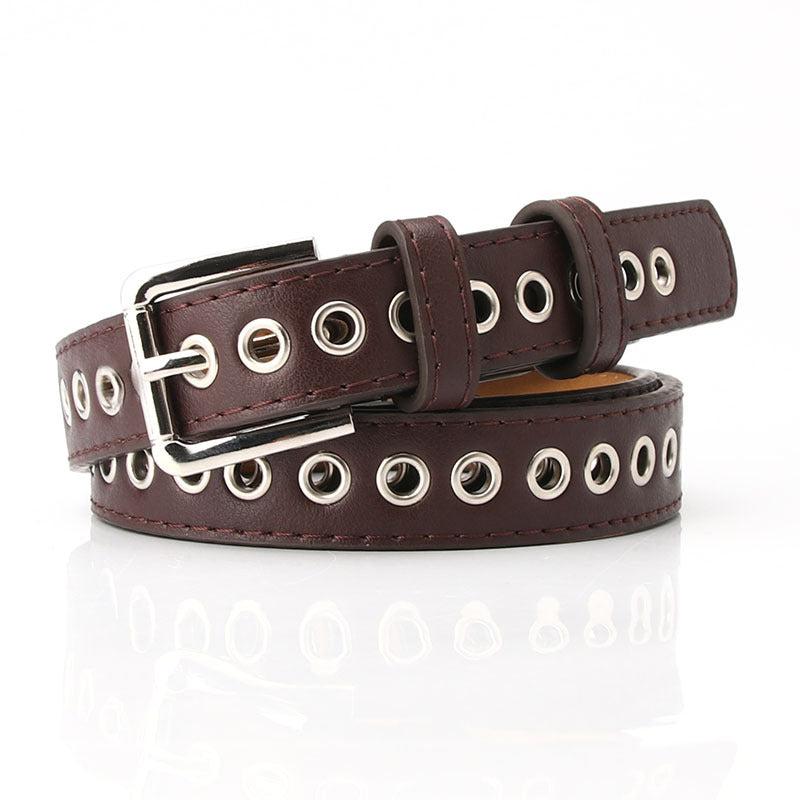 Metal Grommets Rivets Pin Buckle Women's Belts Slim Waistband