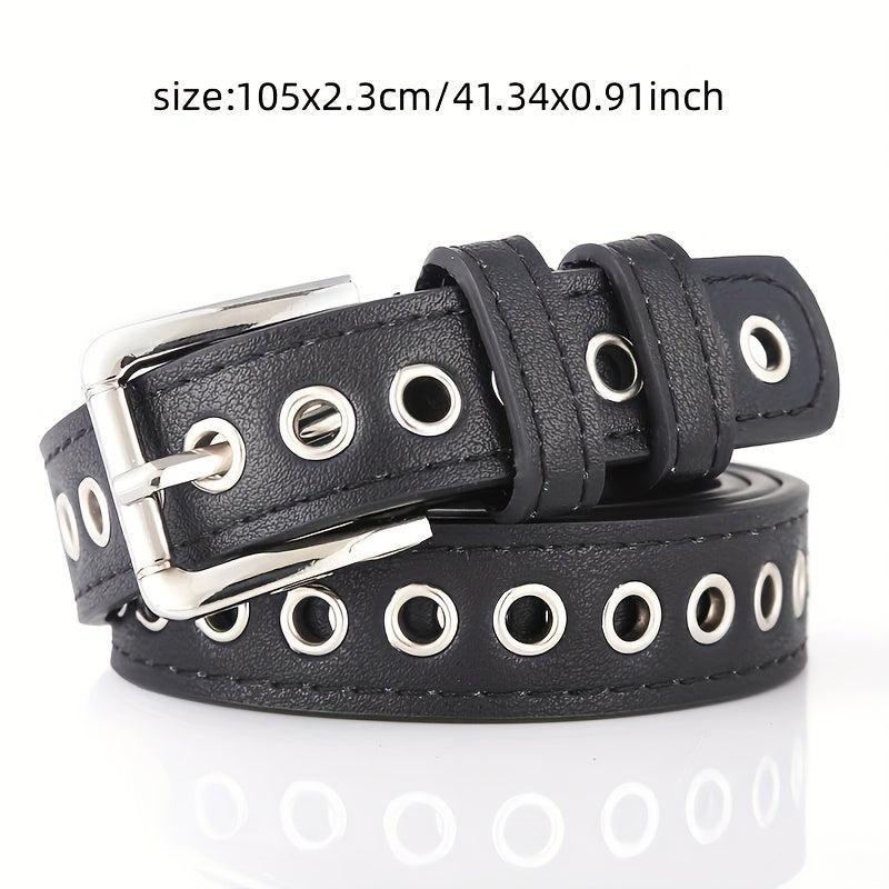 Metal Grommets Rivets Pin Buckle Women's Belts Slim Waistband