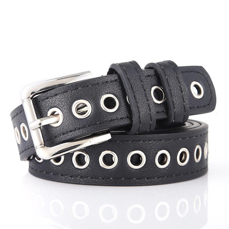Metal Grommets Rivets Pin Buckle Women's Belts Slim Waistband