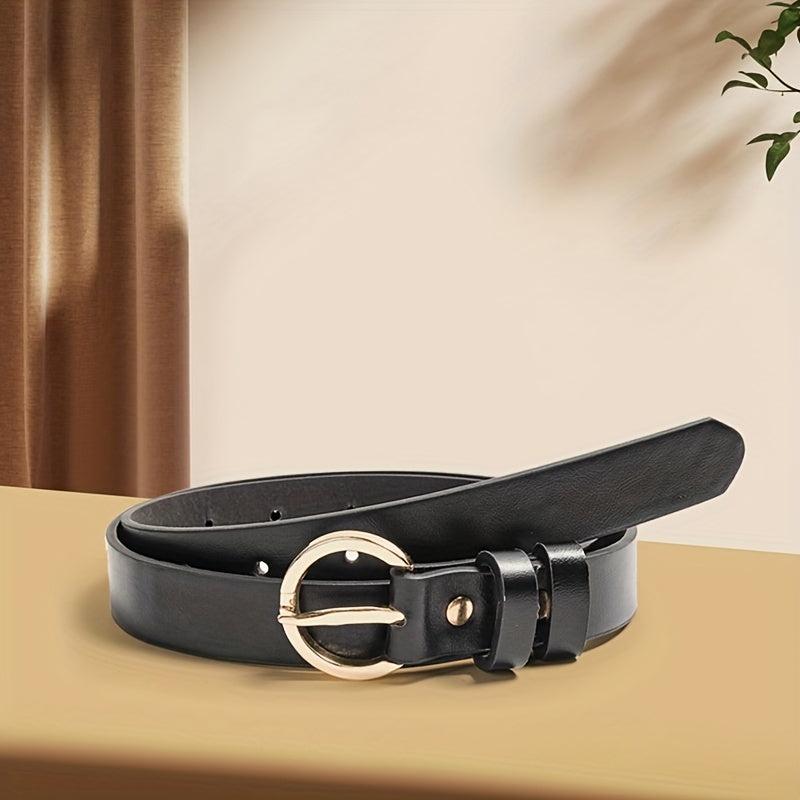 Golden Round Buckle Belt Casual Solid Belt Jeans Pants Belt For Women