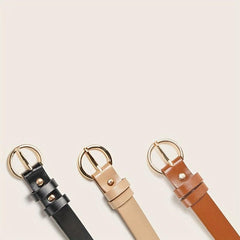 Golden Round Buckle Belt Casual Solid Belt Jeans Pants Belt For Women