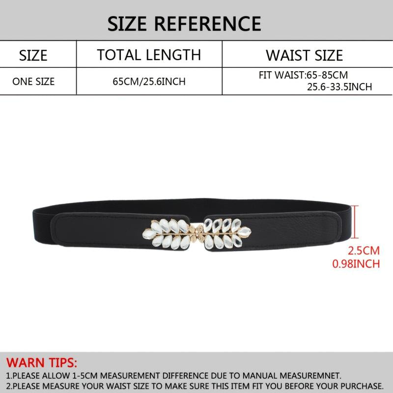 Women's Flower & Leaf Rhinestone Elastic Belt All-match Waist Cover
