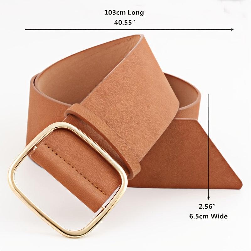 Women's Square Buckle PU Leather Jeans Casual Belts