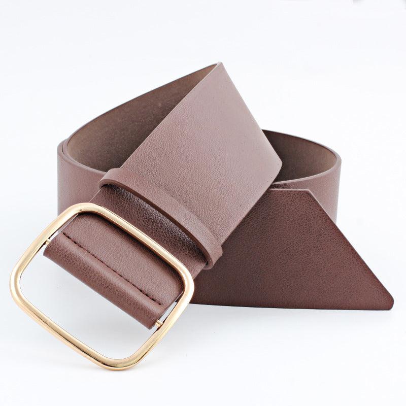 Women's Square Buckle PU Leather Jeans Casual Belts