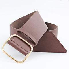 Women's Square Buckle PU Leather Jeans Casual Belts