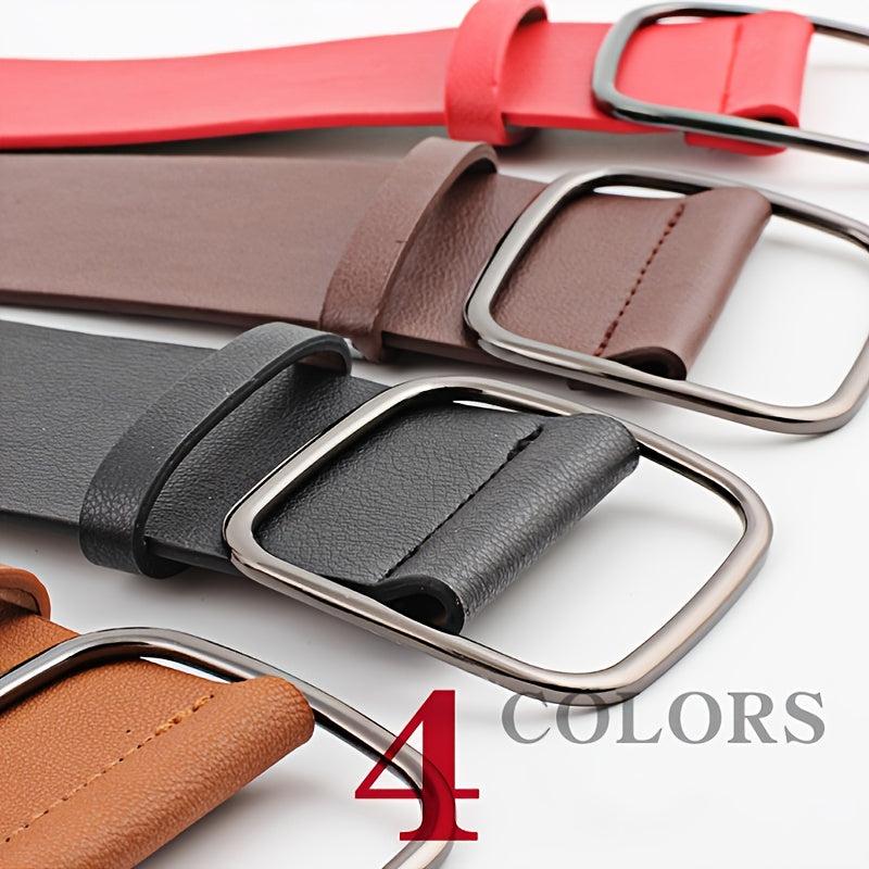Women's Square Buckle PU Leather Jeans Casual Belts