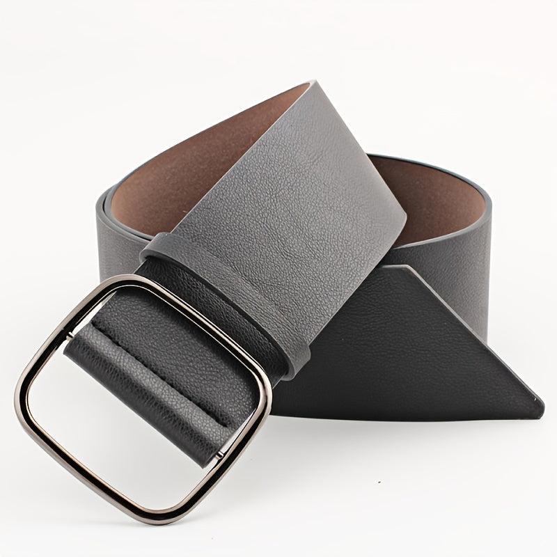Women's Square Buckle PU Leather Jeans Casual Belts