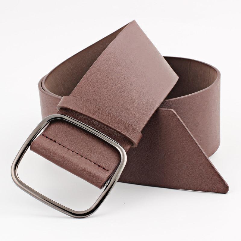 Women's Square Buckle PU Leather Jeans Casual Belts