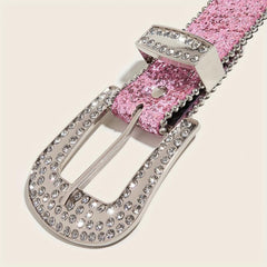 Pink Glitter Y2K PU Belt Hip Hop Jeans Pants Belt Sequin Sparkling