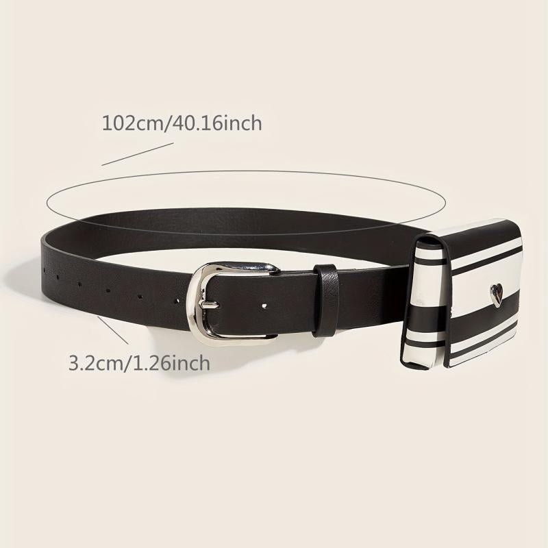 Hip Hop Striped Purse Belt PU Leather Crossbody Mini Bag Belt