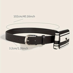 Hip Hop Striped Purse Belt PU Leather Crossbody Mini Bag Belt