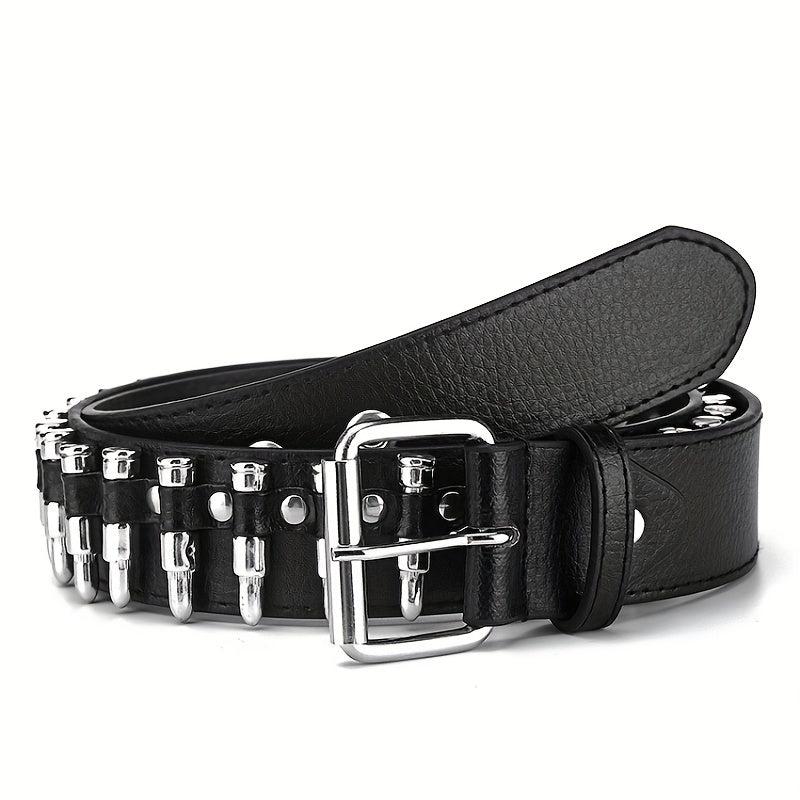 Men's Rivet Leather Belt Bullet Studded Belt