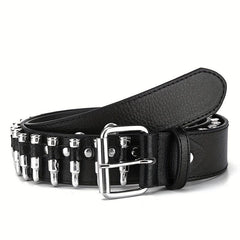 Men's Rivet Leather Belt Bullet Studded Belt