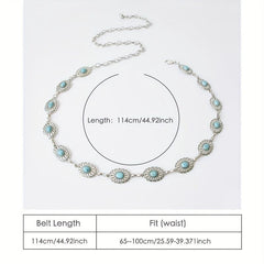 Turquoise Chain Belt Women's Metal Waist Belt for Dresses Western Style