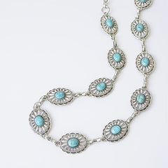 Turquoise Chain Belt Women's Metal Waist Belt for Dresses Western Style