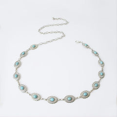 Turquoise Chain Belt Women's Metal Waist Belt for Dresses Western Style