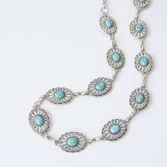 Turquoise Chain Belt Women's Metal Waist Belt for Dresses Western Style