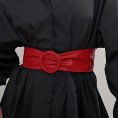 Wide Belt PU Leather Corset Girdle for Women