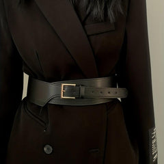 Vintage Wide Belt PU Leather Waistband Stylish Dress Coat Girdle