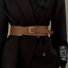 Vintage Wide Belt PU Leather Waistband Stylish Dress Coat Girdle