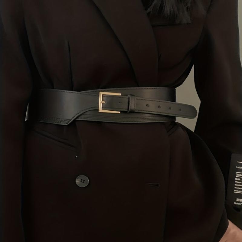Vintage Wide Belt PU Leather Waistband Stylish Dress Coat Girdle