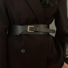 Vintage Wide Belt PU Leather Waistband Stylish Dress Coat Girdle