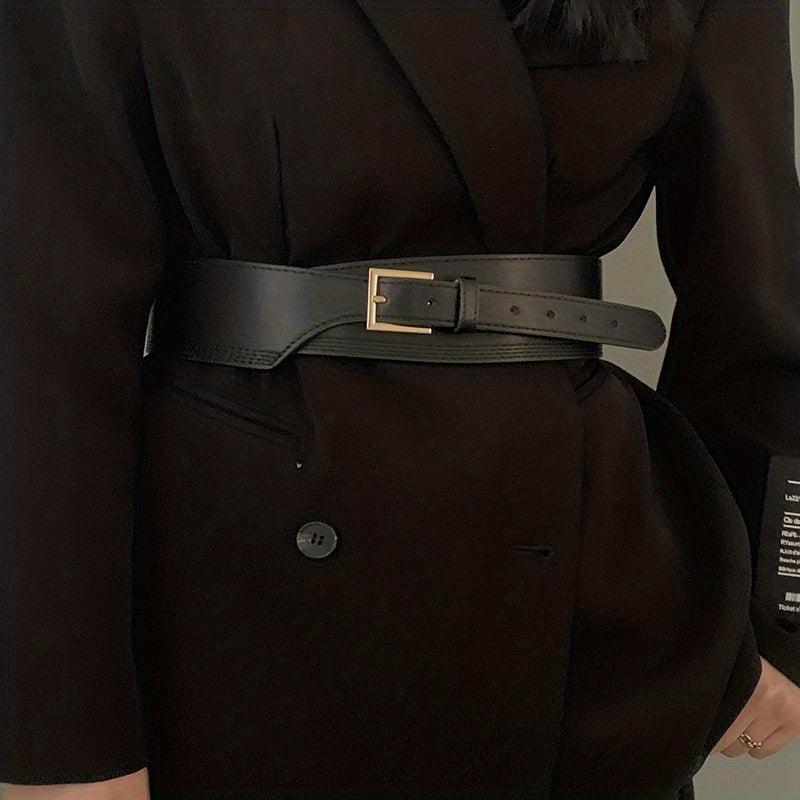 Vintage Wide Belt PU Leather Waistband Stylish Dress Coat Girdle