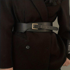 Vintage Wide Belt PU Leather Waistband Stylish Dress Coat Girdle