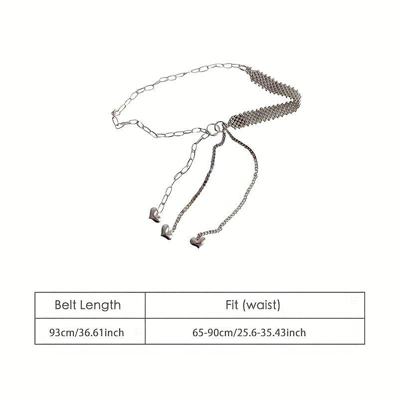 Heart Pendant Waist Chain Tassel Dress Girdle for Women