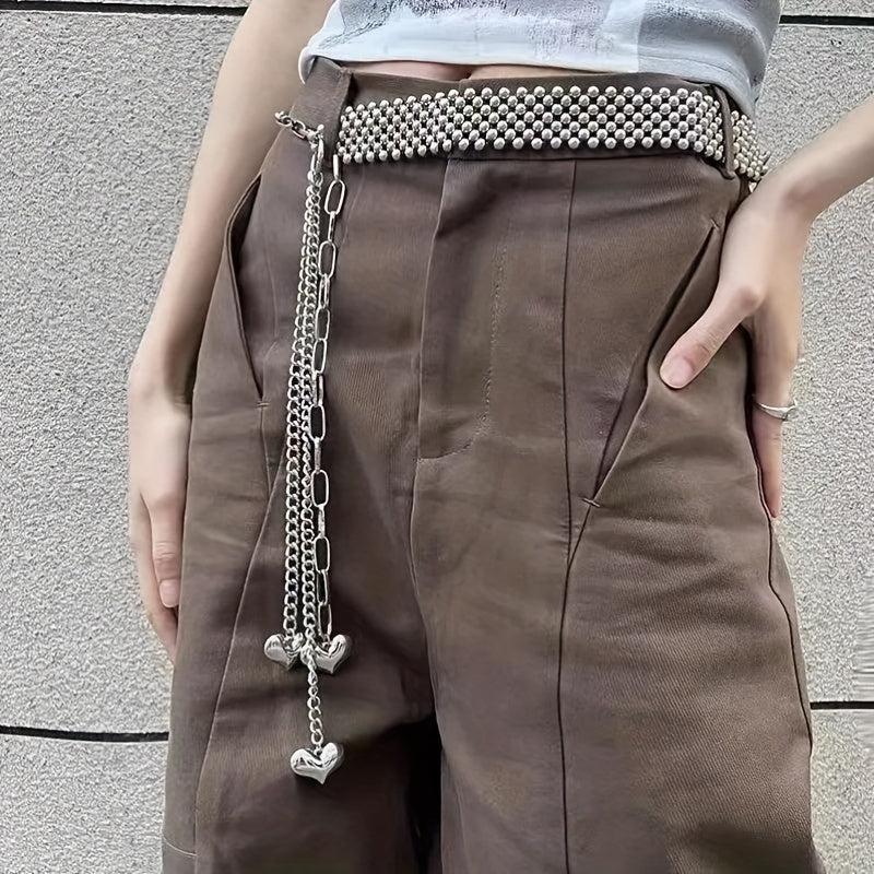Heart Pendant Waist Chain Tassel Dress Girdle for Women
