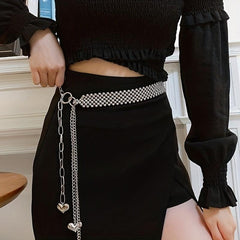 Heart Pendant Waist Chain Tassel Dress Girdle for Women