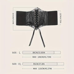  Lace-Up Corset Belt with Bowknot - Elastic Waistband Solid Design